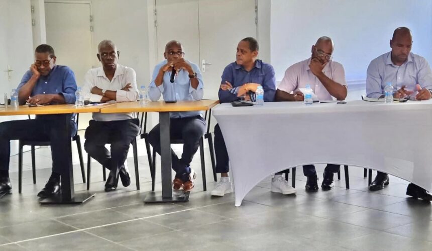 Le 16 février 2024, des producteurs de canne-à-sucre invitent les 4 députés de Guadeloupe et des maires à une réunion publique pour expliquer leur revendication d'augmentation du prix de la tonne de canne. Photo : FB : Christian Baptiste