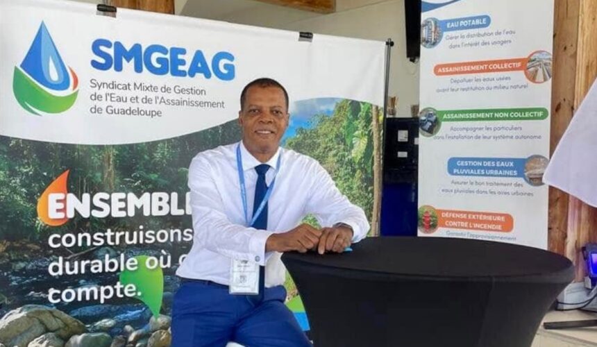 Ferdy Louisy, président du SMGEAG et maire de Goyave, le 7 novembre 2024 aux 4e assises Outre-mer de l’assainissement non collectif. Photo : FB SMGEAG