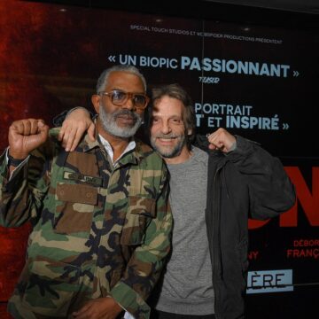 Jean-Claude Barny (à g.) et Matthieu Kassovitz (à d.) a l’avant-première du film Fanon a l UGC CITE CINE les Halles à Paris le 27 mars. Photo :Thierry le Fouille / Sipa