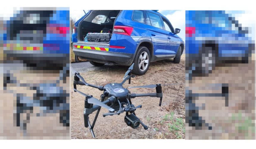 Gros plan sur un drone professionnel équipé d'une caméra, utilisé par la gendarmerie pour des opérations de surveillance nocturne. Photo : Gendarmerie de Guadeloupe